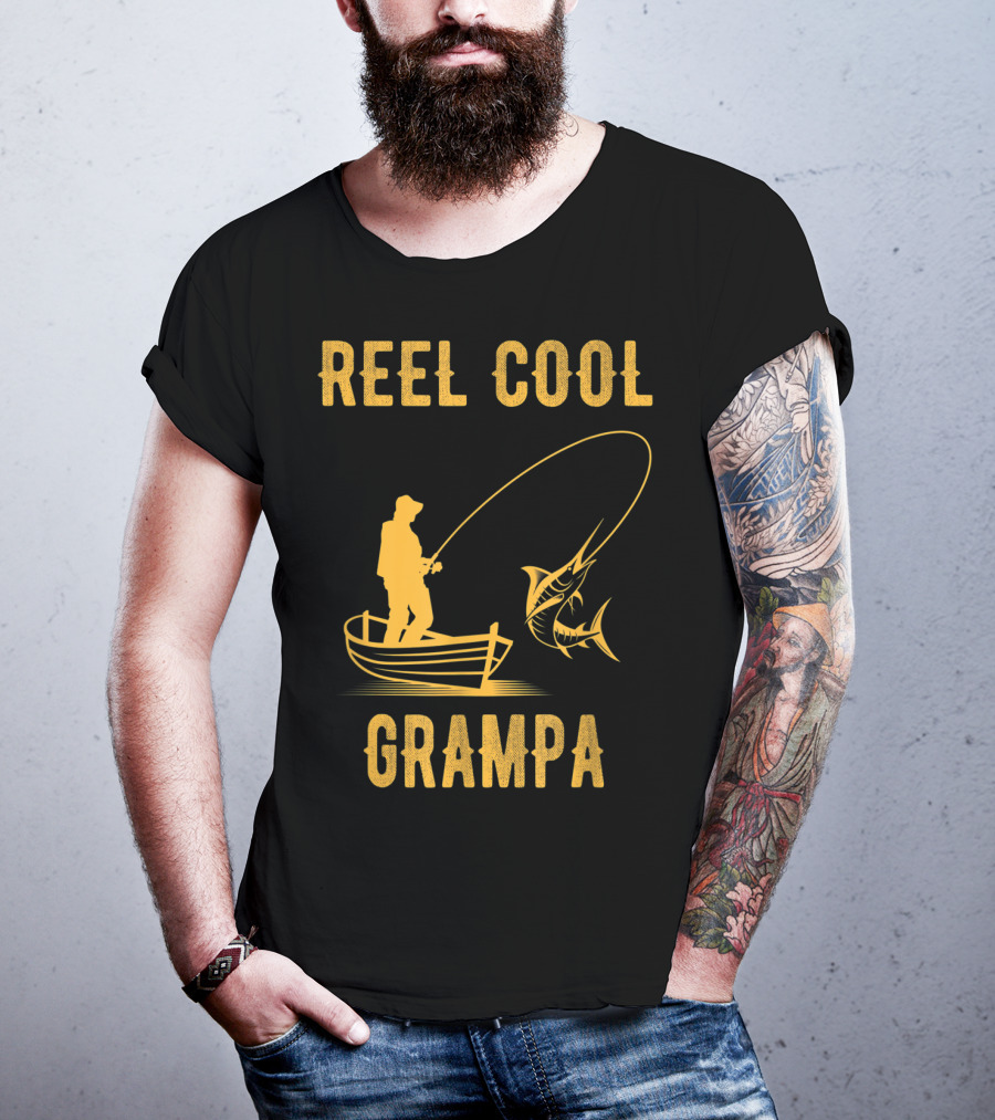 Reel Cool Grampa Fishing Boat And Catching Fish T-Shirt