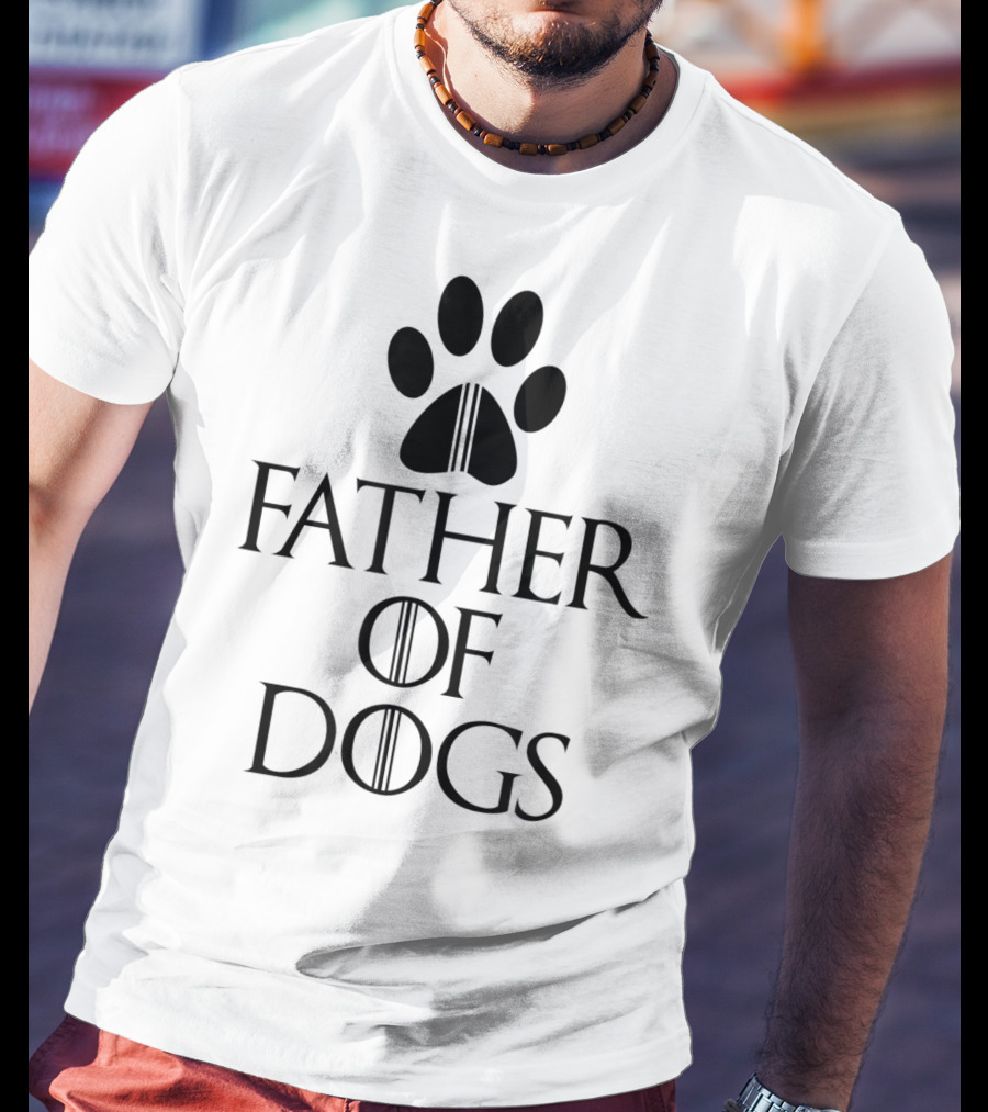 Mens Funny Dad Father Of Dogs Paw Print Iconic T-Shirt