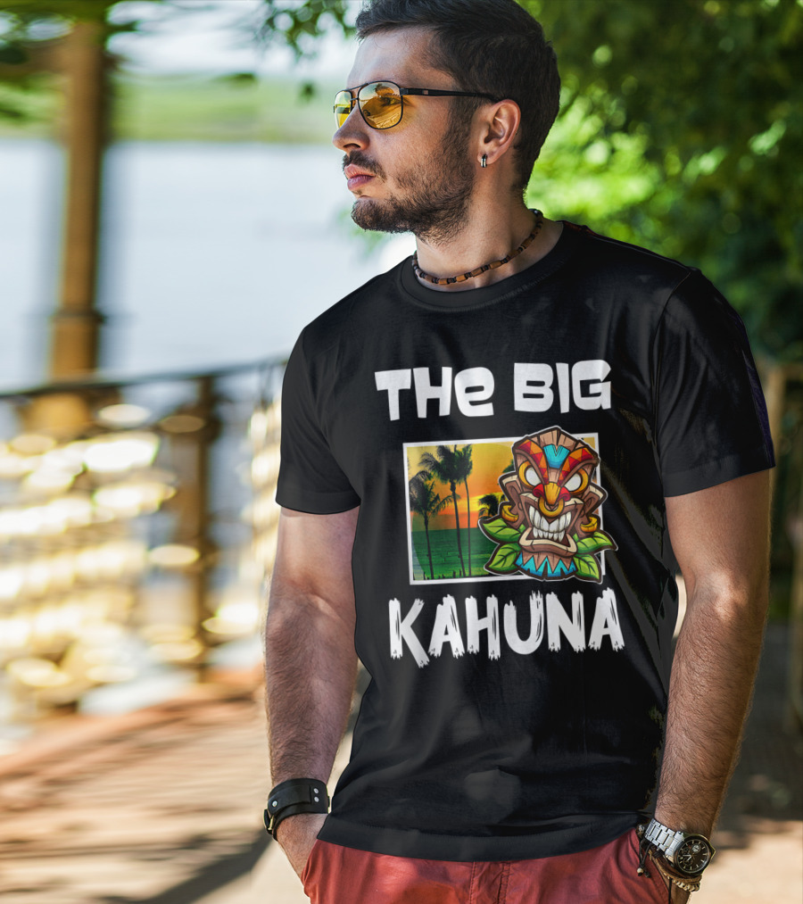The Big Kahuna Tiki Bar Vibes Aloha Haw Palm Sunset Mask T-Shirt