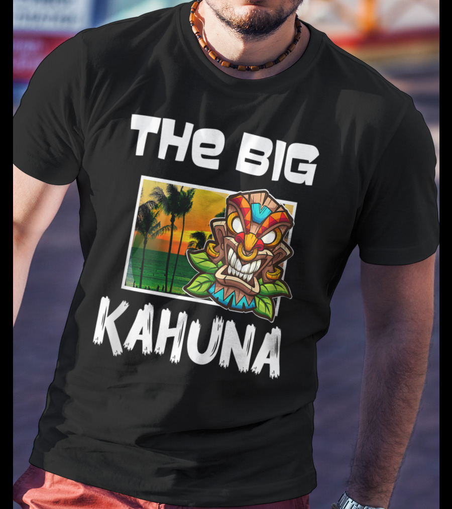 The Big Kahuna Tiki Bar Vibes Aloha Haw Palm Sunset Mask T-Shirt