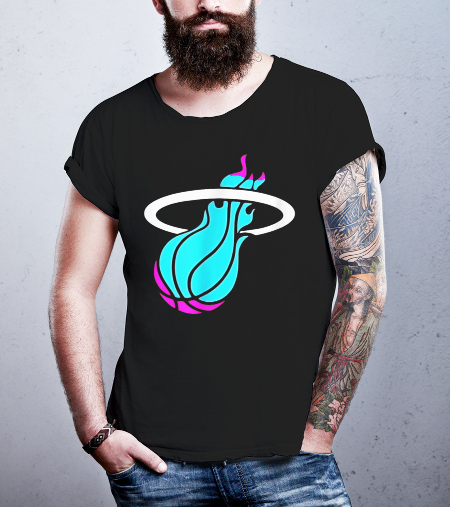 Miami Vices Heat Basketball Neon Flame T-Shirt