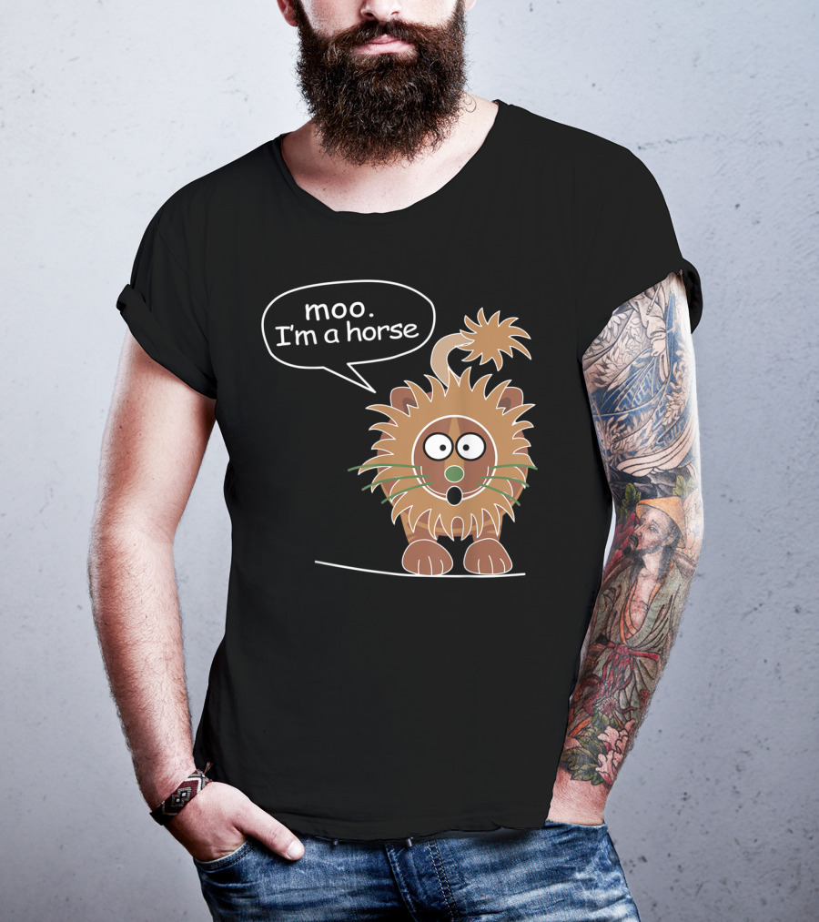 Moo I'm A Horse Cute Lion Illustration Sticker T-Shirt