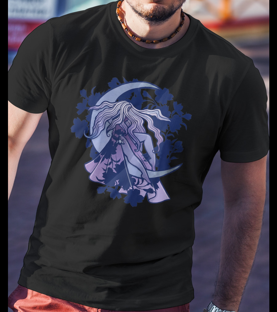 Moon Child Goddess Pagan Crescent Moon Floral T-Shirt