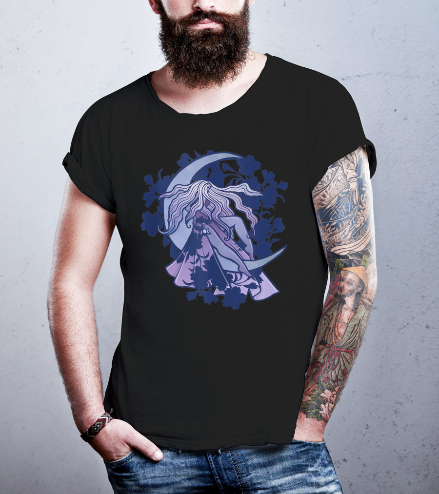 Moon Child Goddess Pagan Crescent Moon Floral T-Shirt