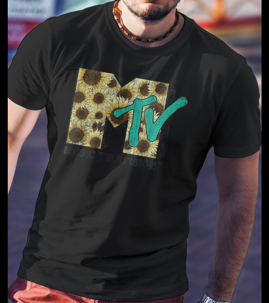 MTV Music Television Distressed Vintage Sunflower T-Shirt