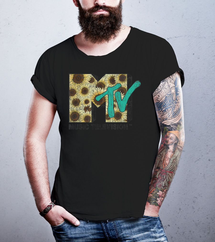 MTV Music Television Distressed Vintage Sunflower T-Shirt