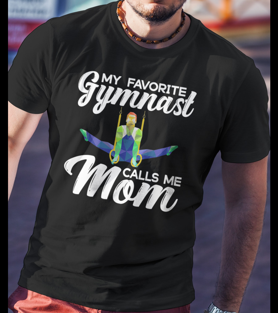 My Favorite Gymnast Calls Me Mom Geometric Rings T-Shirt