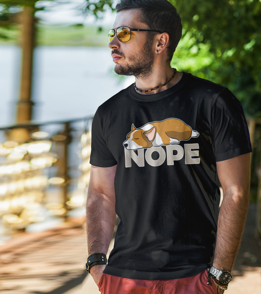NOPE Sleepy Lazy Corgi T-Shirt