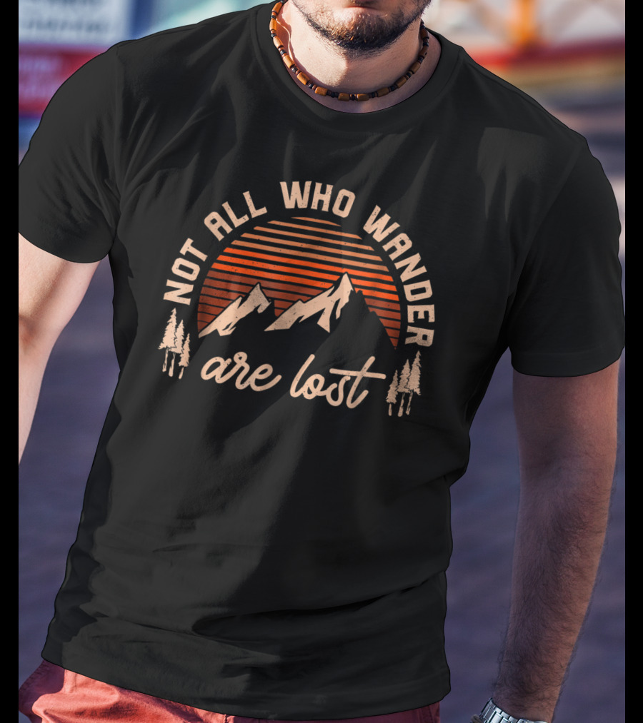 Not All Who Wander Are Lost Vintage Mountain Sunset T-Shirt