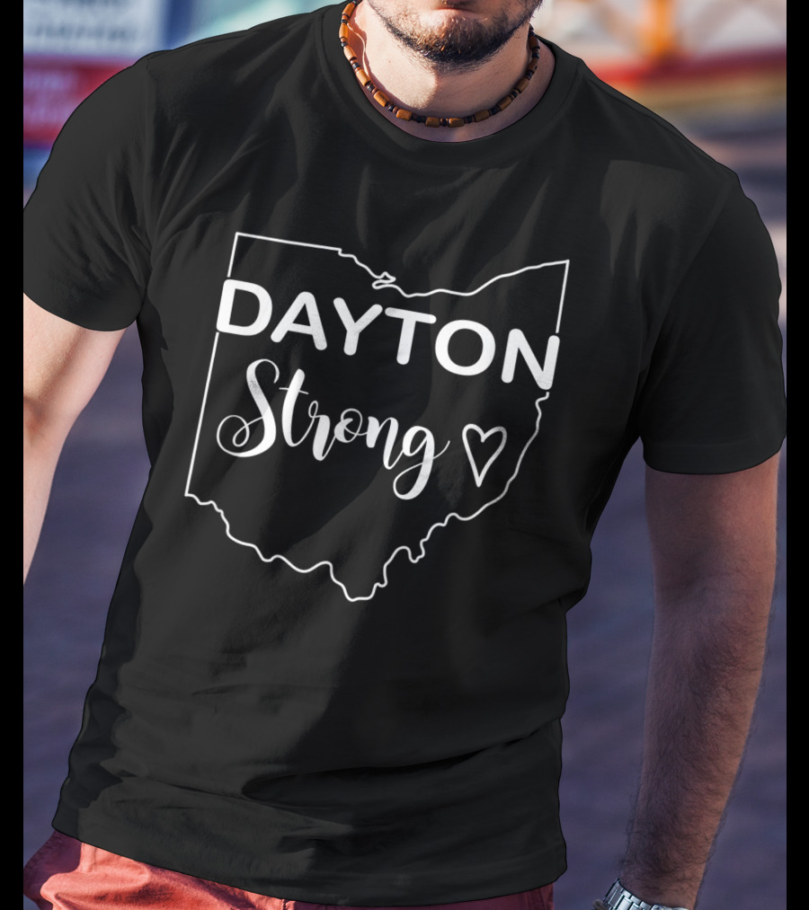 Ohio Dayton Strong Map Heart T-Shirt