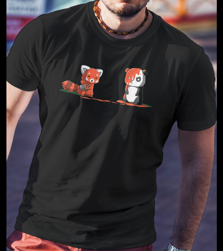 Panda Red Panda Cute I Love Pandabear Playful Paint Splash T-Shirt