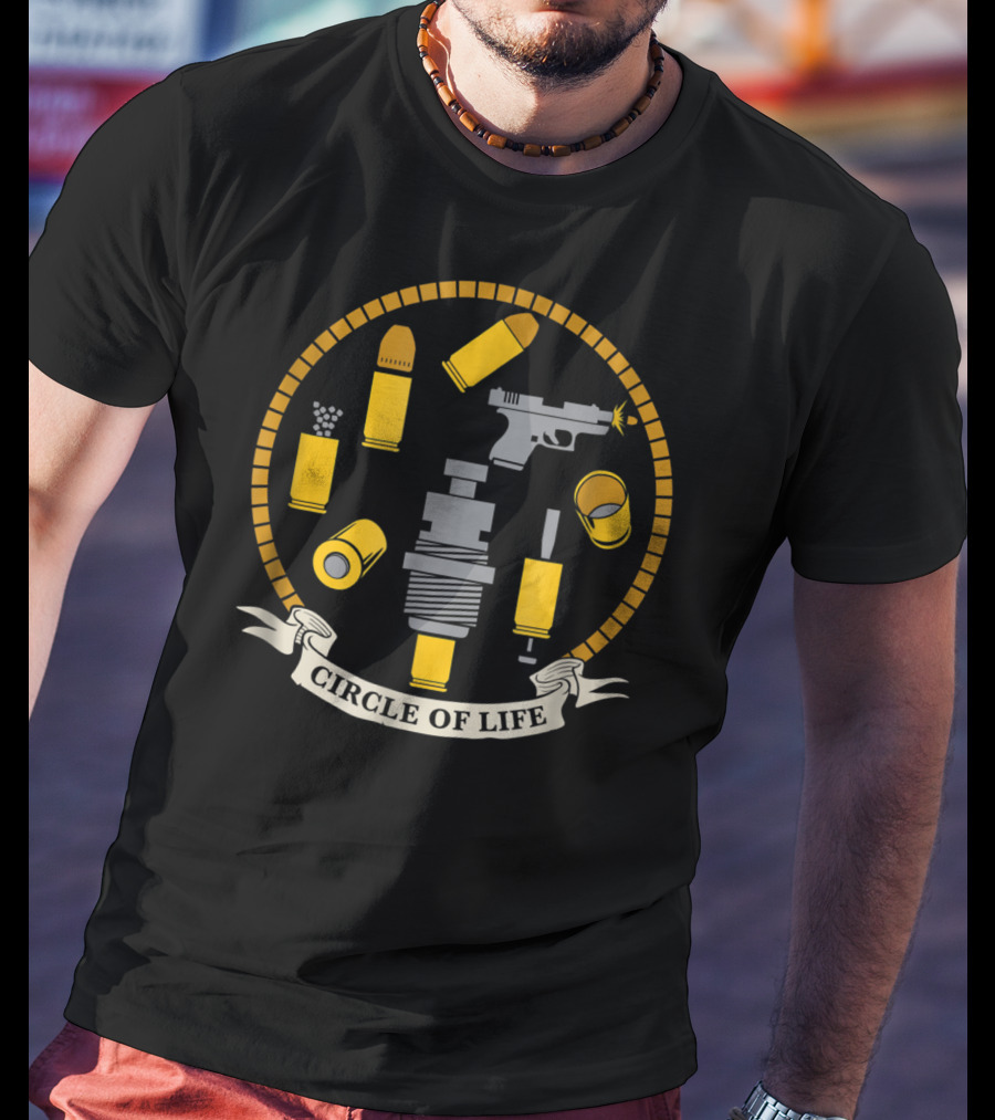 Circle Of Life Reloading Patriot Patch Co Gun Ammo Bullet Cartridge T-Shirt