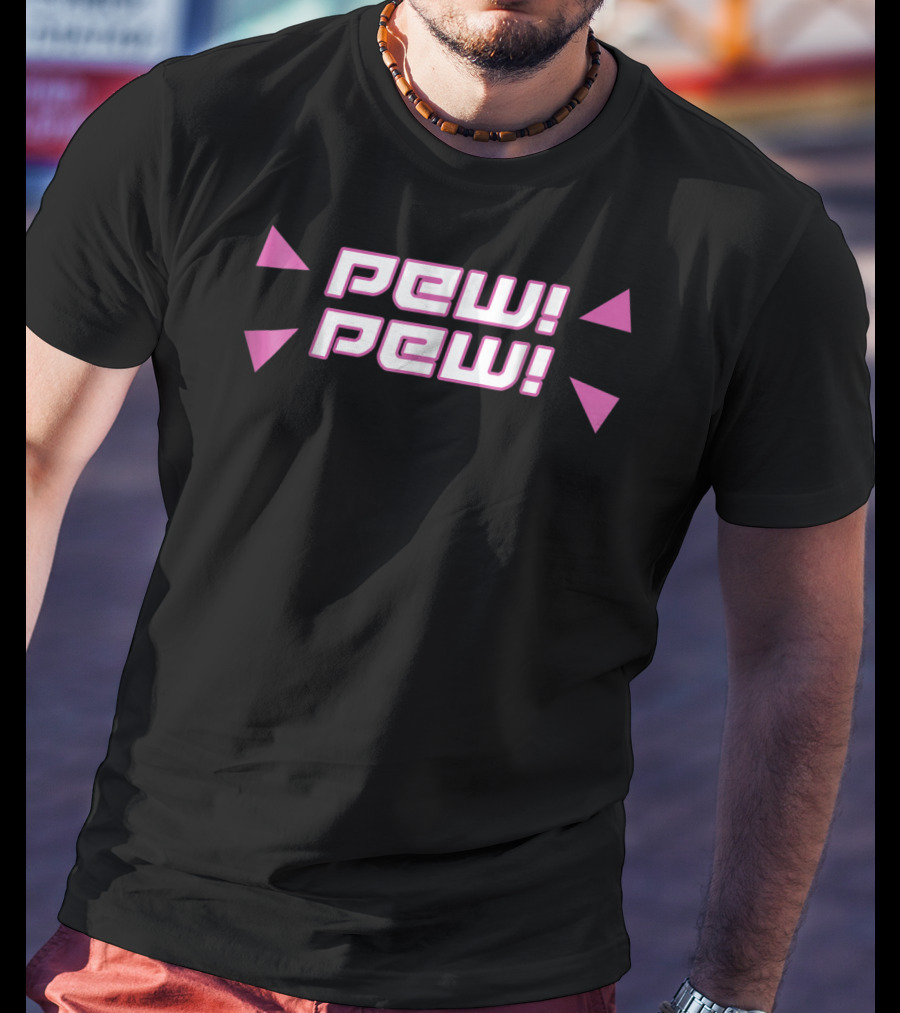 Pew Pew Cute Videogame Retro Text T-Shirt