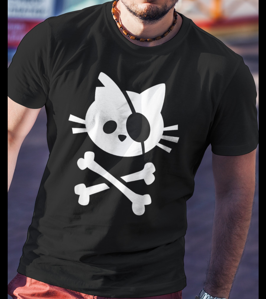 Pirate Cat Skull Crossbones T-Shirt