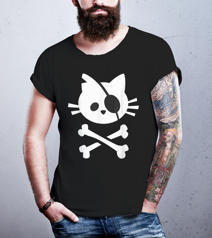 Pirate Cat Skull Crossbones T-Shirt