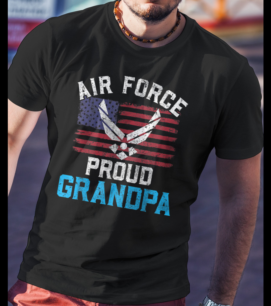 Proud Air Force Grandpa American Flag T-Shirt