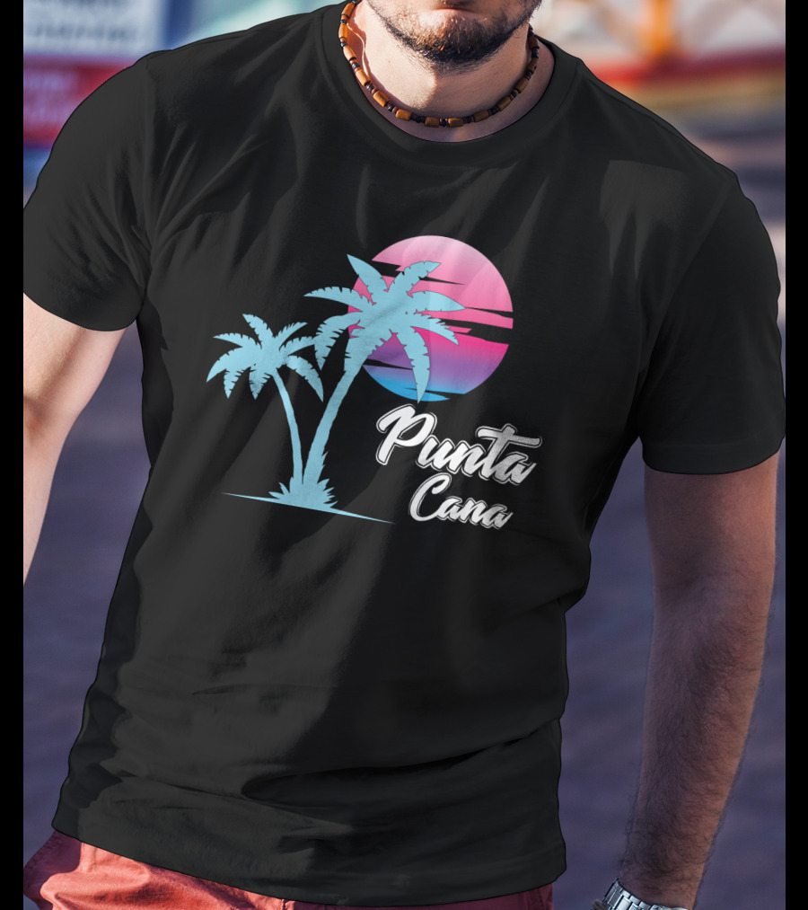 Punta Cana Cool Dainty Beach Lovers Sunset Palm Trees T-Shirt