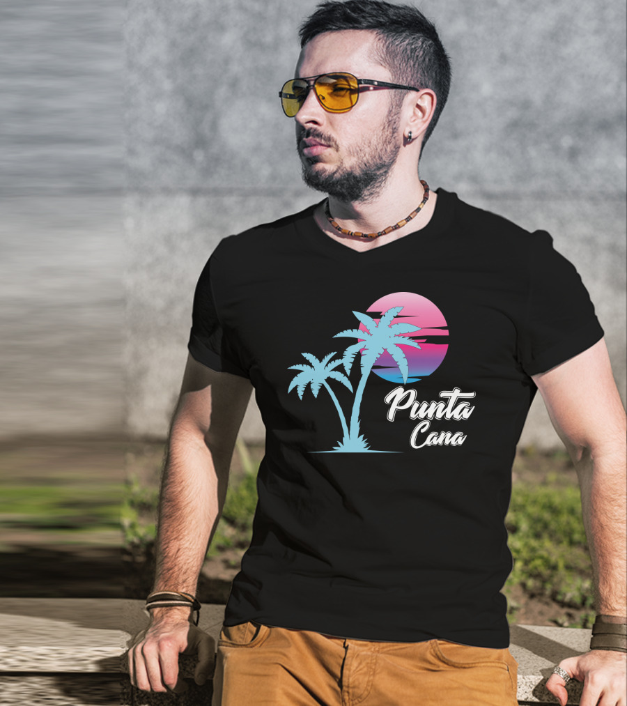 Punta Cana Cool Dainty Beach Lovers Sunset Palm Trees T-Shirt
