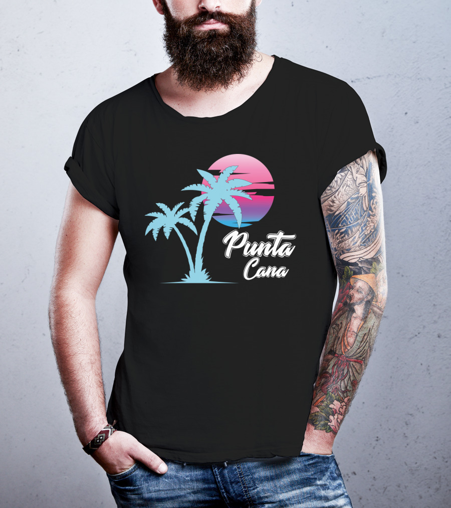 Punta Cana Cool Dainty Beach Lovers Sunset Palm Trees T-Shirt