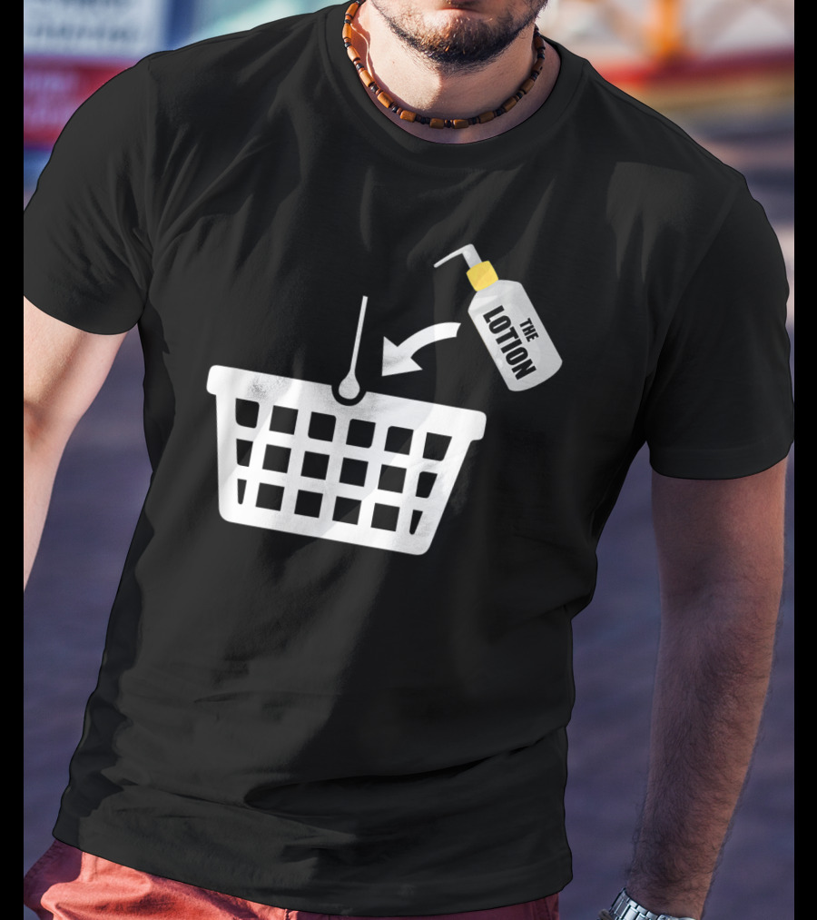 Put The Lotion In The Basket Icon With Pump Bottle And Arrow T-Shirt