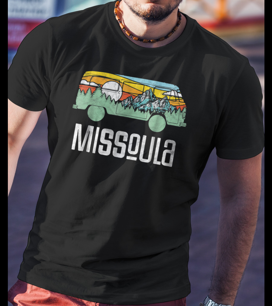 Missoula Montana Retro Hippie Van Nature Scene T-Shirt