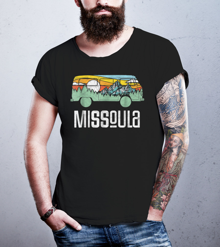 Missoula Montana Retro Hippie Van Nature Scene T-Shirt