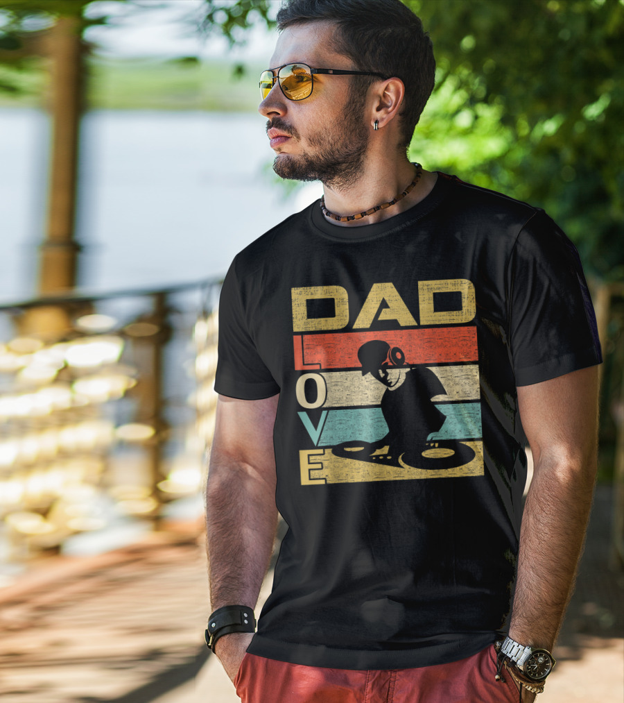 Retro Vintage Dad Love DJ Deejay Funny Father's T-Shirt