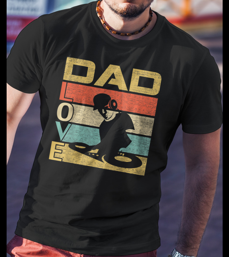 Retro Vintage Dad Love DJ Deejay Funny Father's T-Shirt
