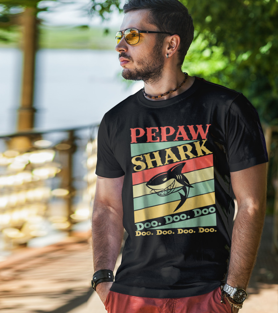 PEPAW SHARK Doo Doo Doo Retro Vintage T-Shirt