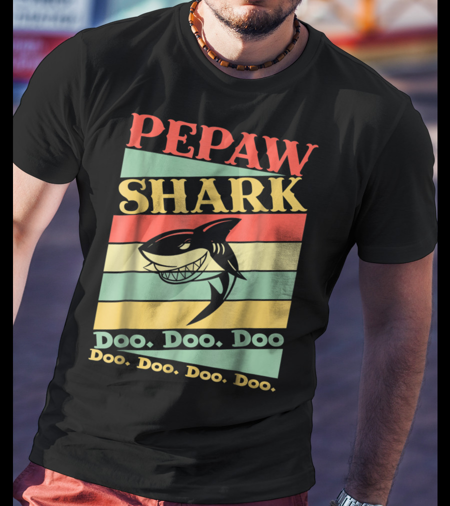 PEPAW SHARK Doo Doo Doo Retro Vintage T-Shirt