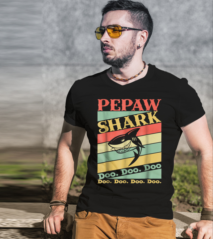 PEPAW SHARK Doo Doo Doo Retro Vintage T-Shirt