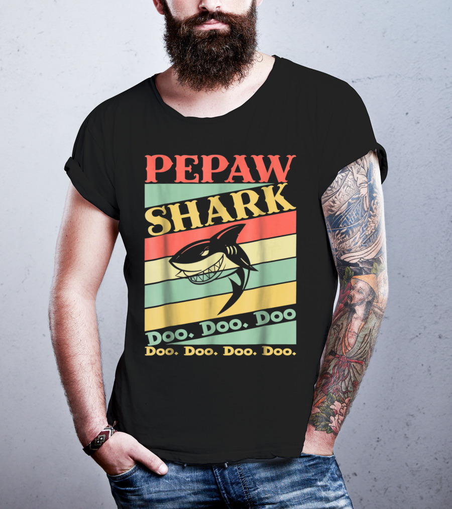 PEPAW SHARK Doo Doo Doo Retro Vintage T-Shirt