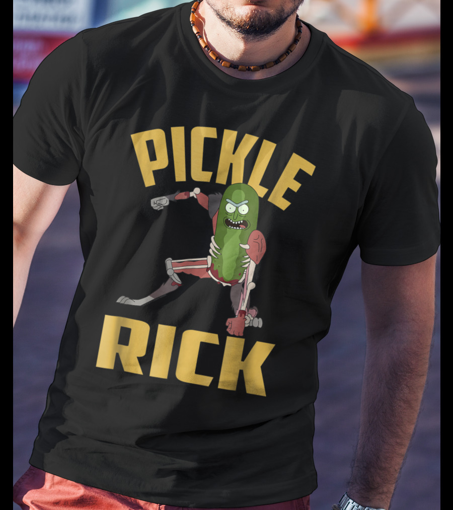 Rick And Morty Pickle Rick Punch Action Pose T-Shirt