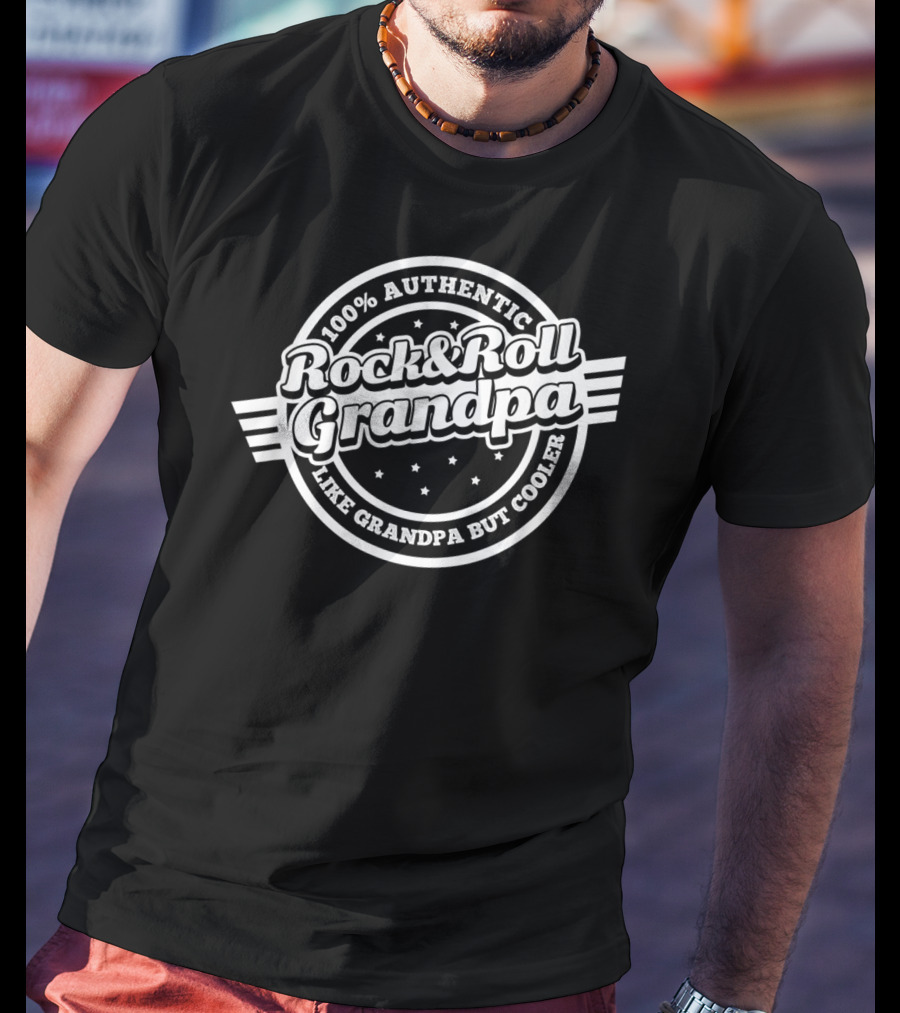 100% Authentic Rock And Roll Grandpa Like Grandpa But Cooler T-Shirt