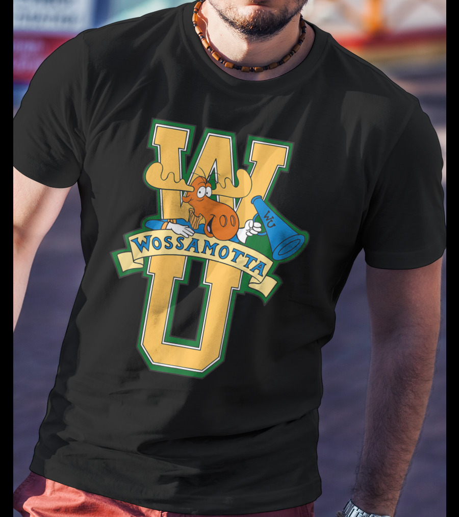 Rocky And Bullwinkle Wossamotta U WU Moose Megaphone T-Shirt