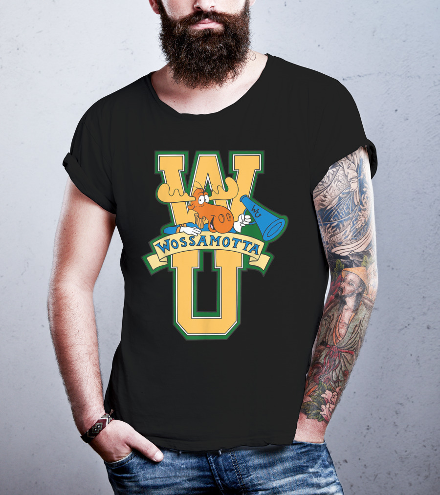 Rocky And Bullwinkle Wossamotta U WU Moose Megaphone T-Shirt