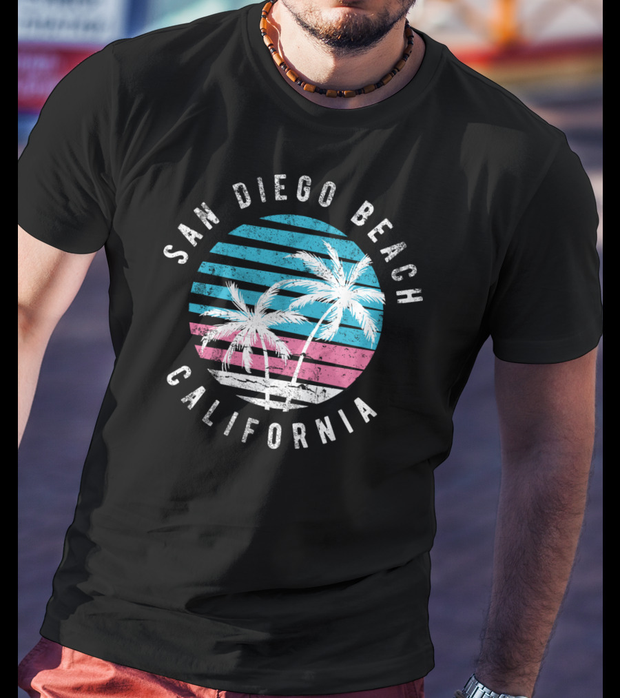 San Diego Beach California Surf Sunset Palm Trees T-Shirt