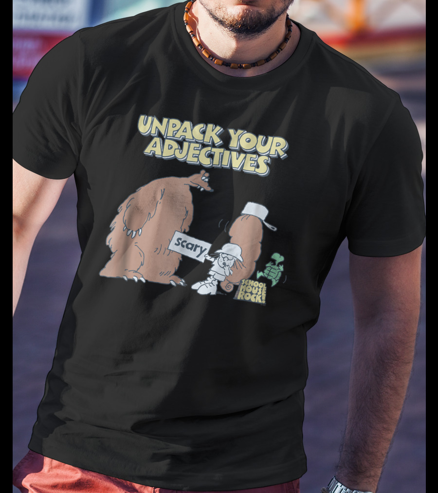 Schoolhouse Rock Unpack Your Adjectives Scary Bear T-Shirt