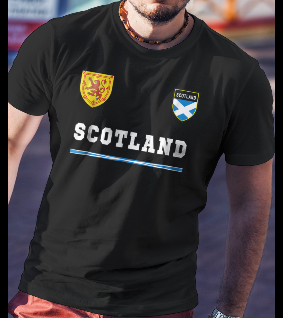 Scotland Soccer Jersey Flag With Scottish Lion And Saltire Badges T-Shirt