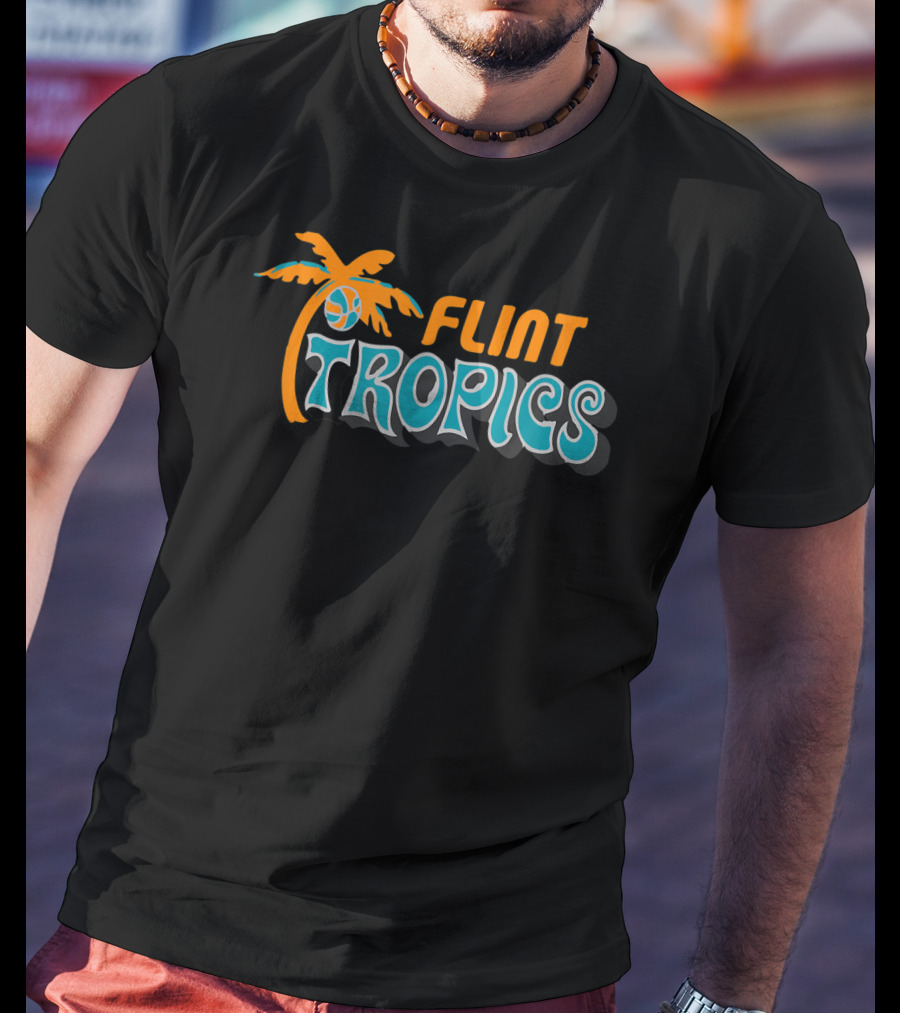 Semi Pro Jackie Moon Flint Tropics Basketball Logo Palm Tree T-Shirt