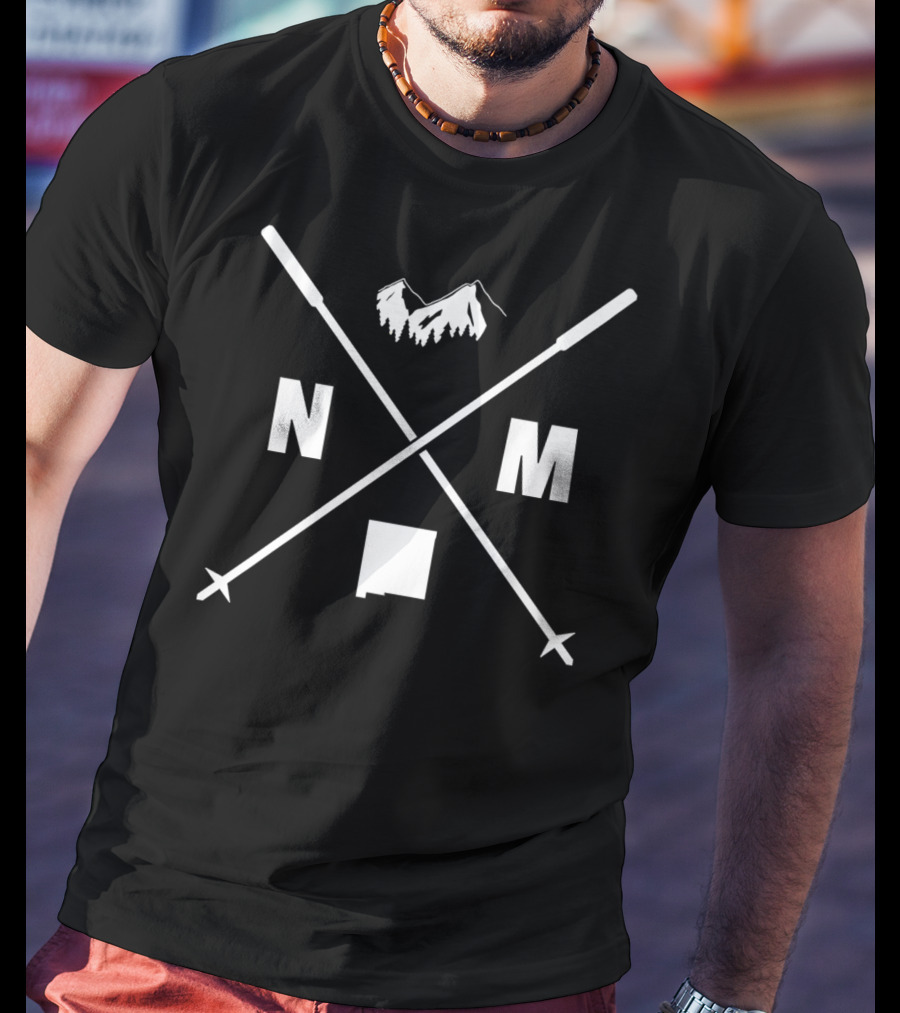 Ski New Mexico Slopes Vintage Skiing Mountains NM Crossed Poles Iconic Styles T-Shirt