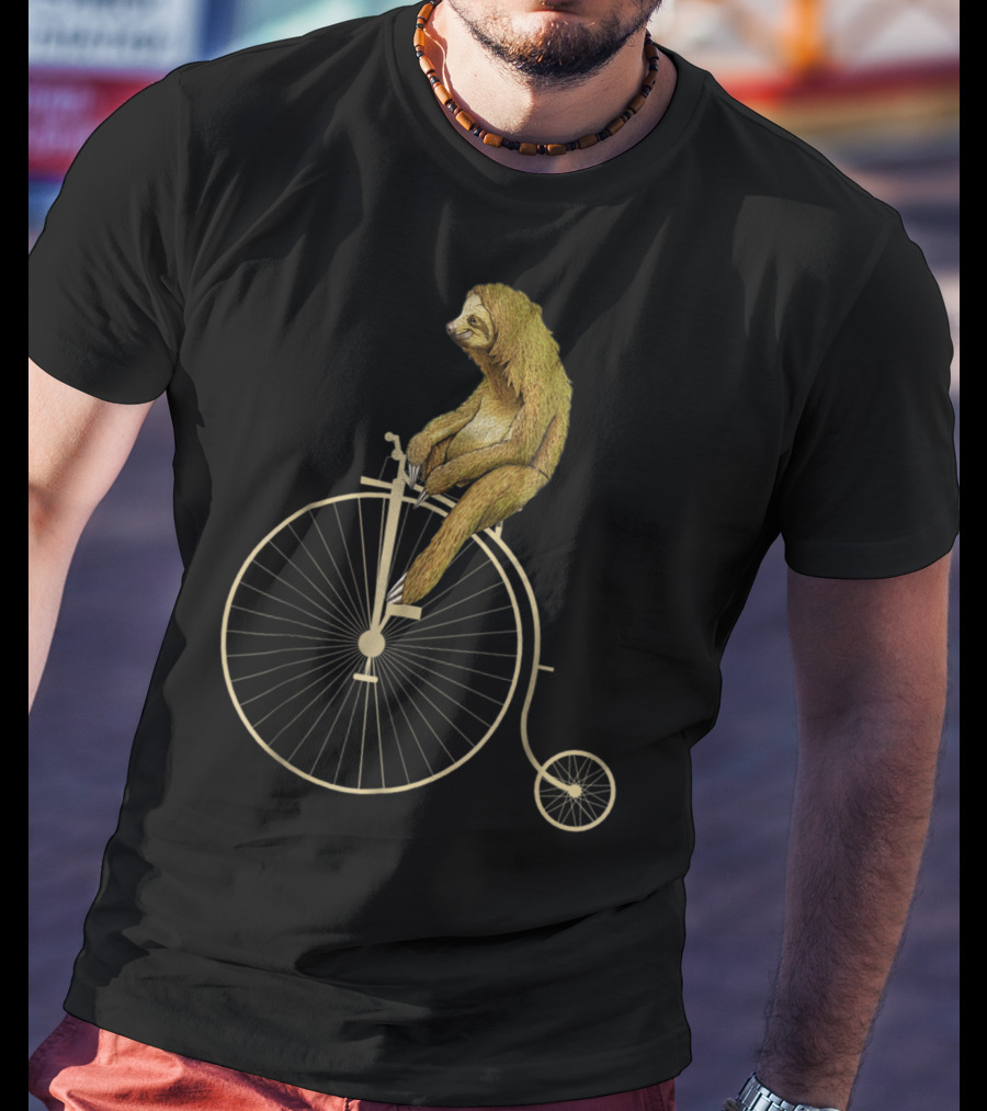 Sloth Riding A Vintage Penny Farthing Bicycle T-Shirt