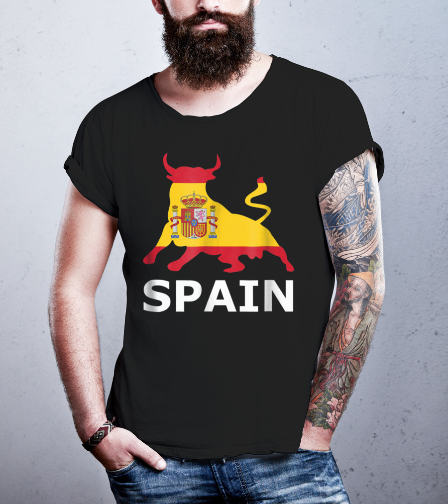 Spain Bull With Spanish Flag Crest T-Shirt