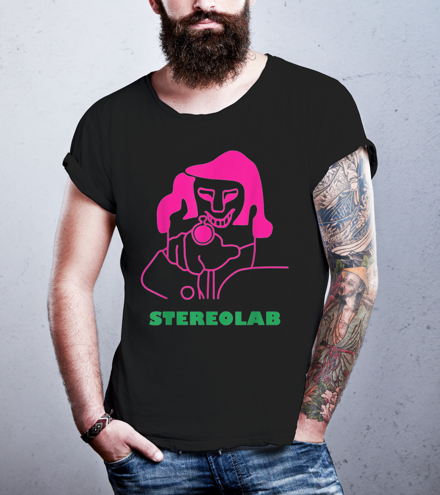 Stereolab Pink Abstract Figure Holding Stopwatch T-Shirt