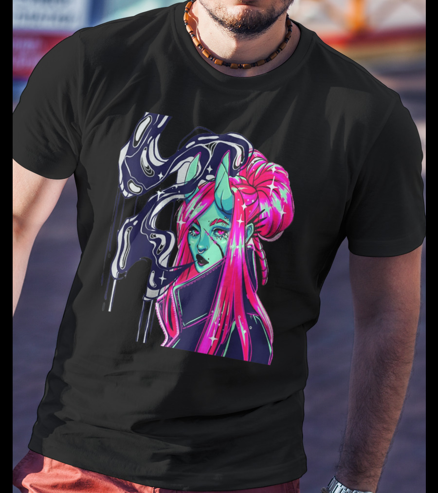 Angel Demon Neon Fantasy Comic T-Shirt
