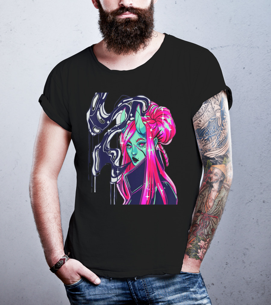 Angel Demon Neon Fantasy Comic T-Shirt