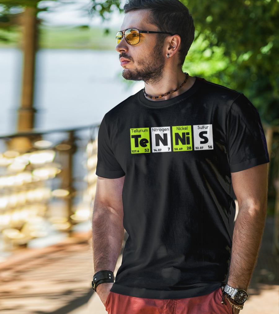 TeN Ni S Tellurium Nitrogen Nickel Sulfur Periodic Table Elements Tennis Sport T-Shirt