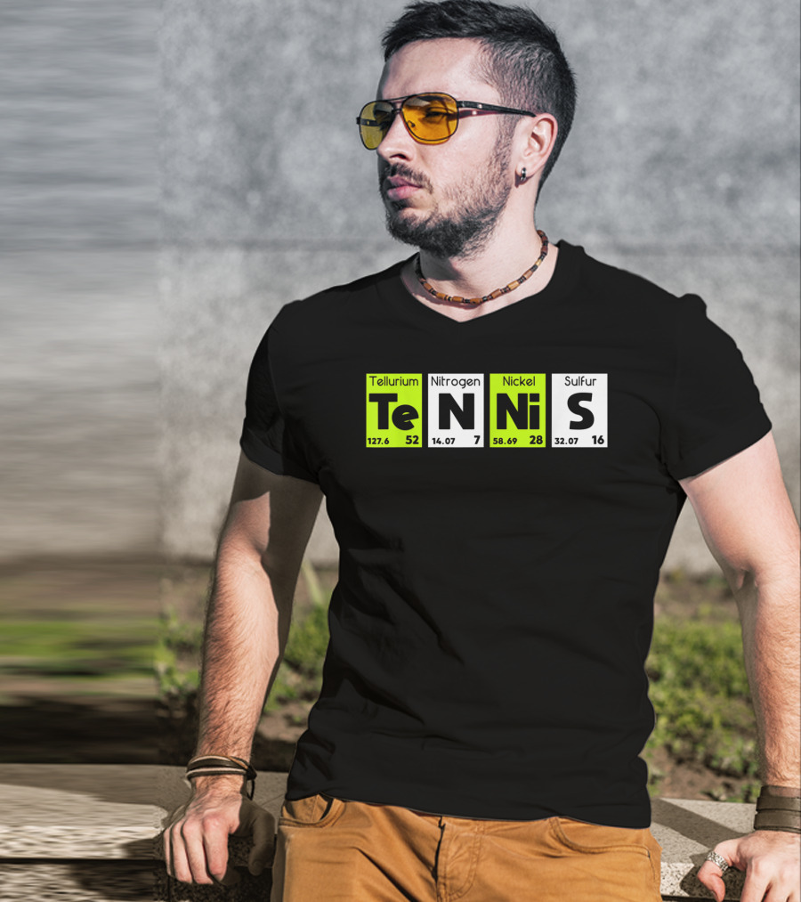 TeN Ni S Tellurium Nitrogen Nickel Sulfur Periodic Table Elements Tennis Sport T-Shirt