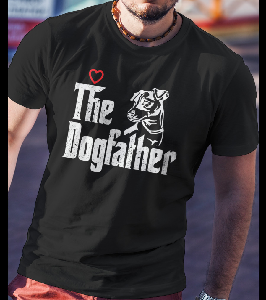 The Dogfather Jack Russell Dog Dad Father With Heart T-Shirt