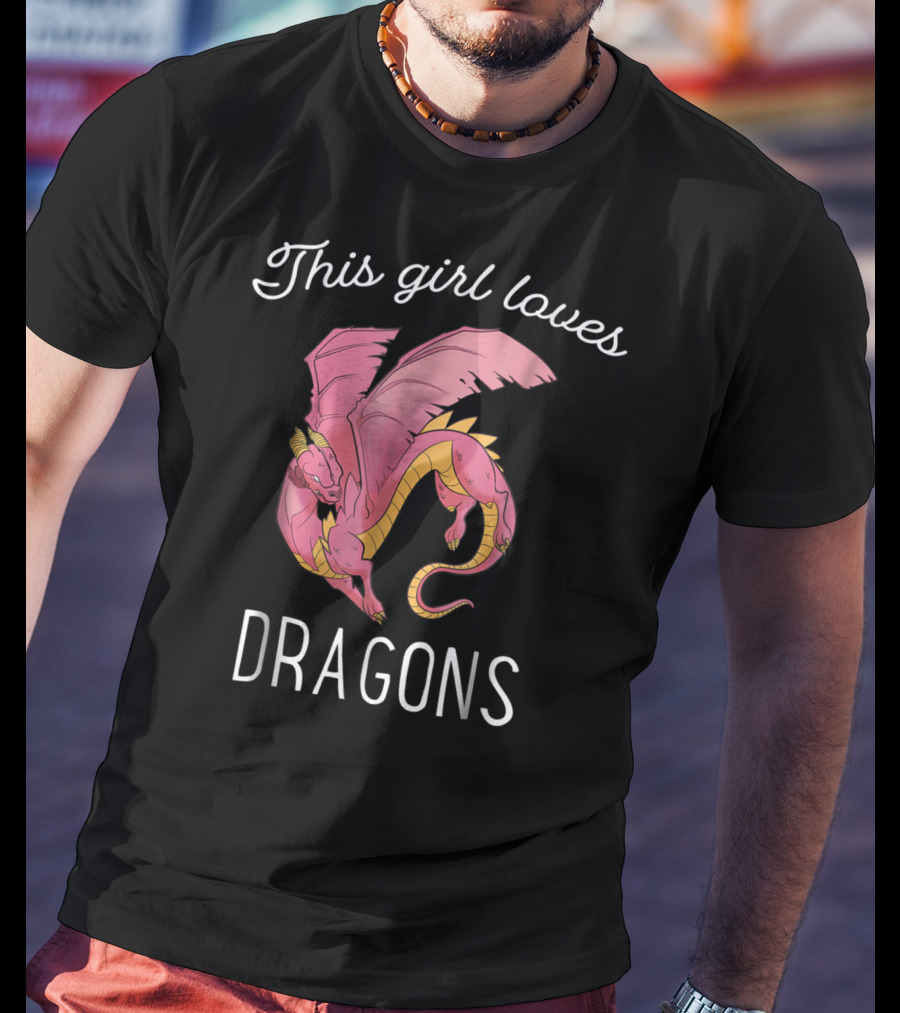 This Girl Loves Dragons Cute Pink Flying Dragon T-Shirt